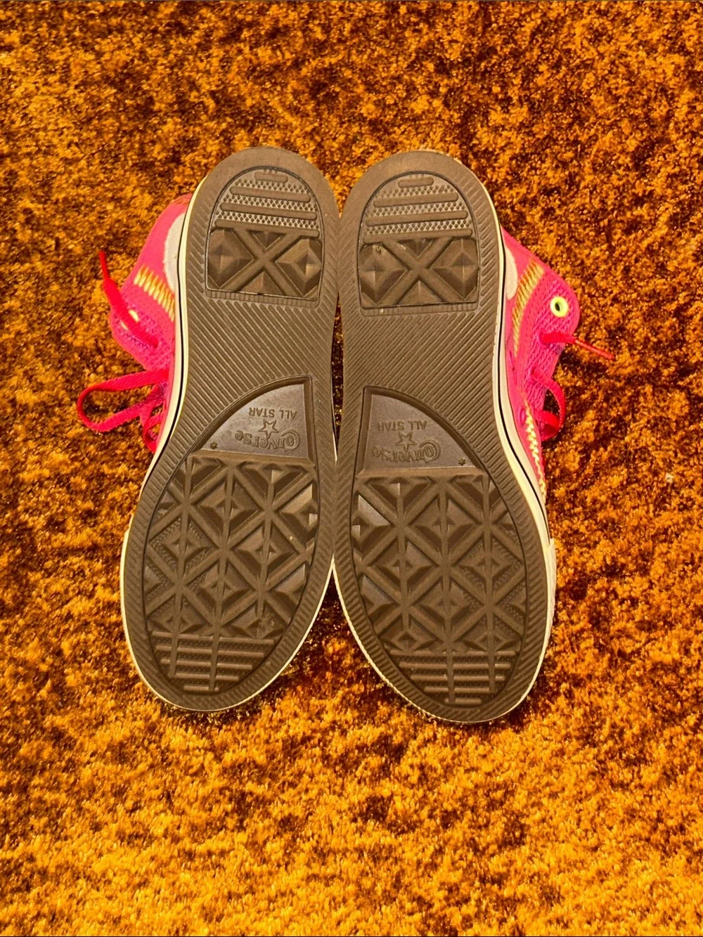 Converse Kids High-Top Sneakers in Hot Pink with Yellow Stitching